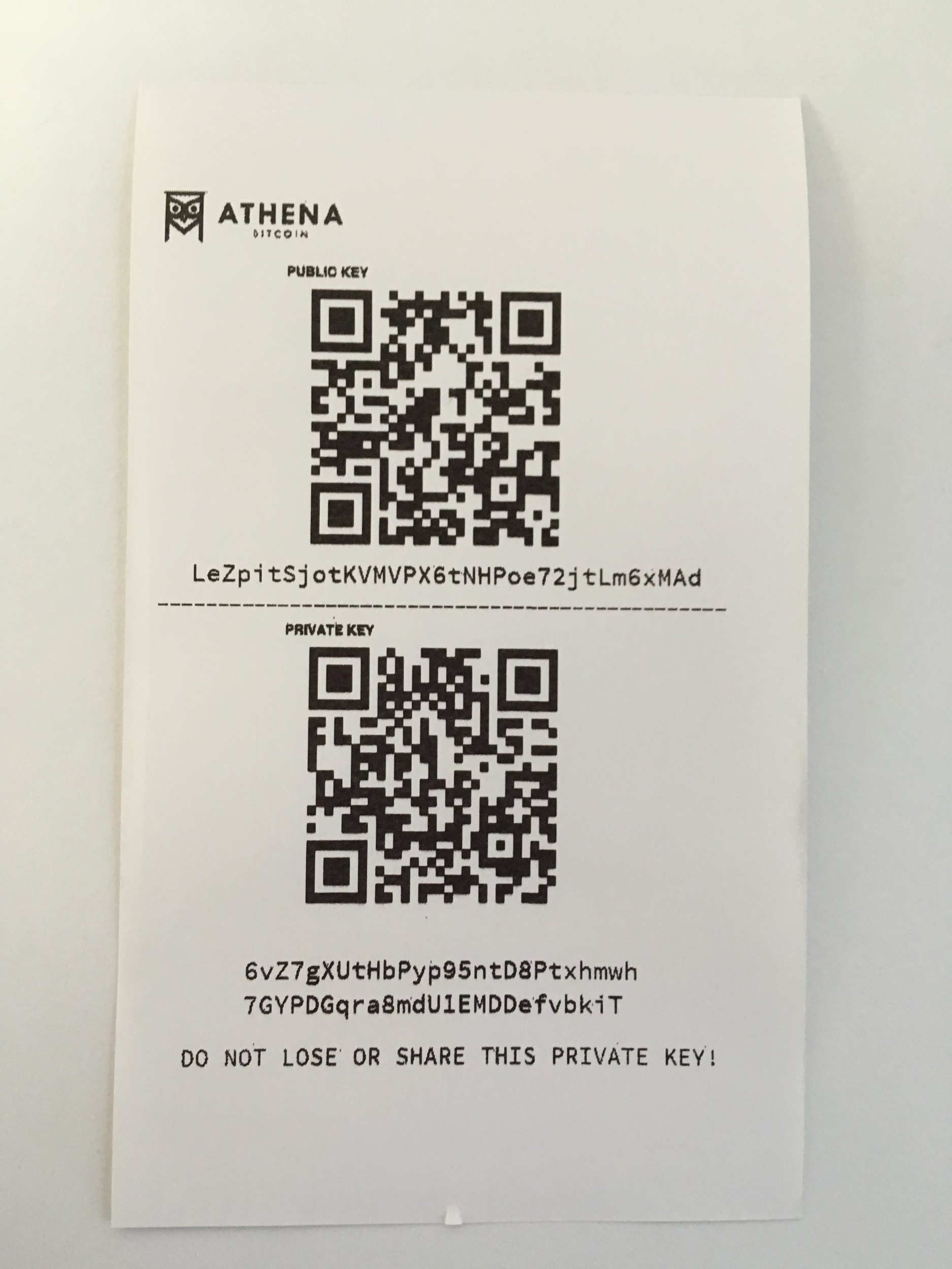 How To Use A Paper Wallet Athena Bitcoin - 
